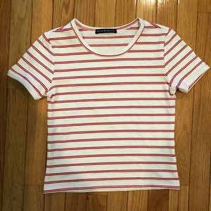 Brandy Melville Red and White Striped Tee Shirt